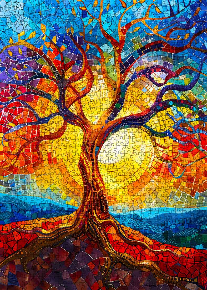 tucocoo-colorful-tree-stained-glass-puzzle-1000-teile-bunt image 2