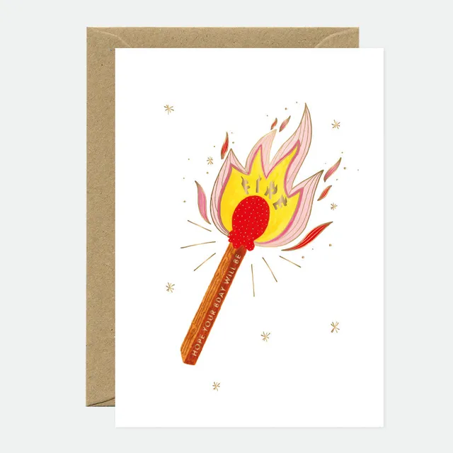 all-the-ways-to-say-fire-match-geburtstagskarte-a6-goldfolie image 1