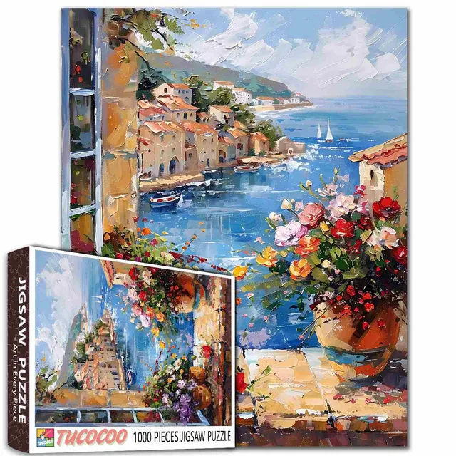 tucocoo-window-view-mediterranean-town-puzzle-1000-teile image 1