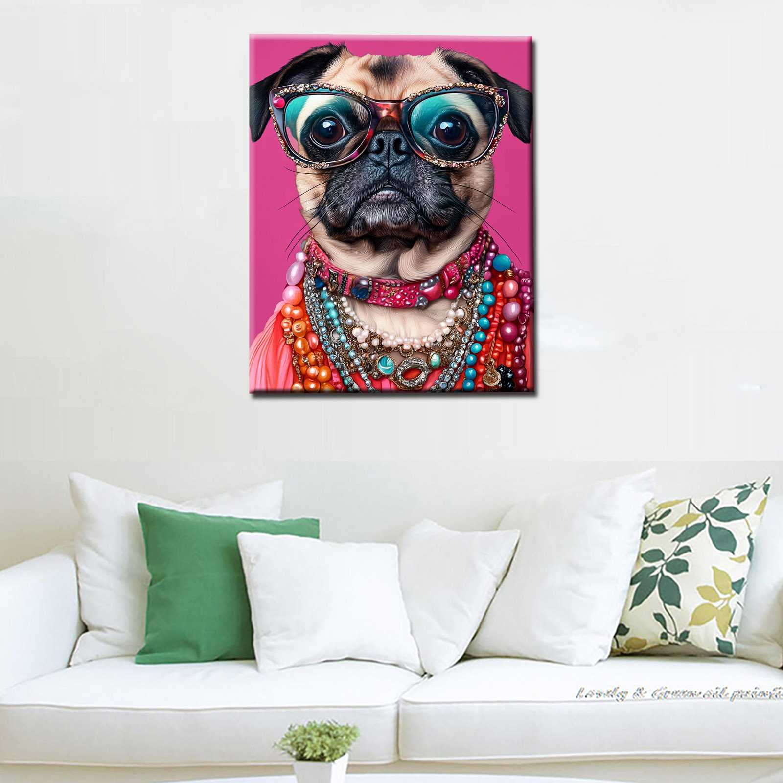 tucocoo-glamour-mops-leinwandbild-30x40cm-gerahmt-pink image 2
