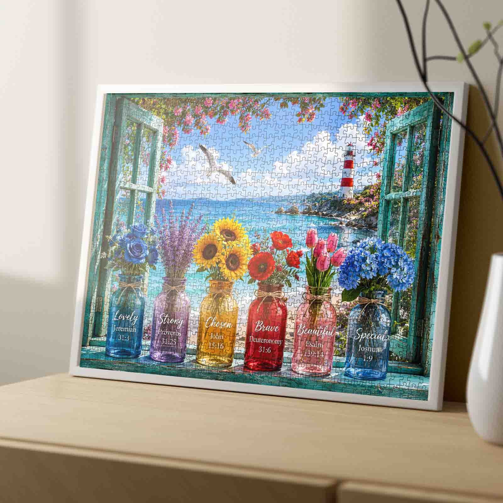 tucocoo-coastal-lighthouse-flower-puzzle-1000-teile-meer image 4