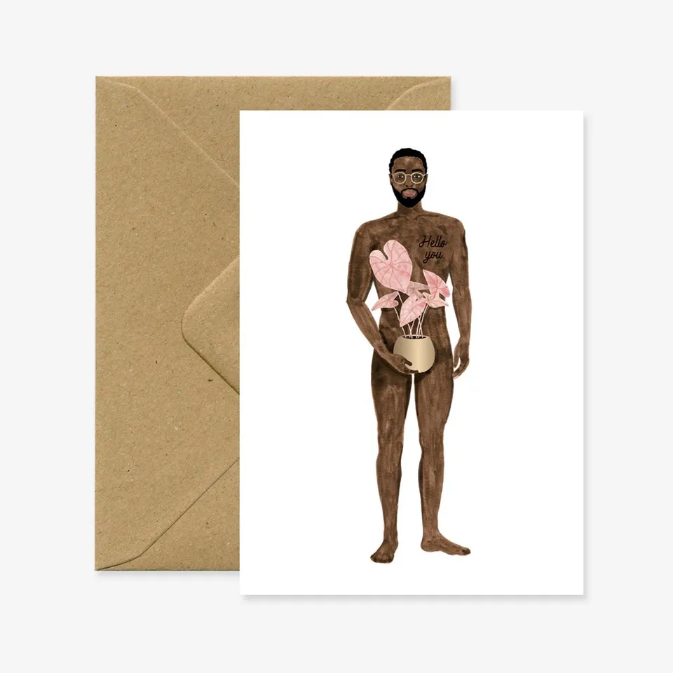 all-the-ways-to-say-greeting-cards-naked-boy-with-plant-gru-karte-a6 image 1