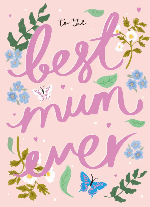 otter-house-muttertagskarte-best-mum-ever-schmetterling-floral image 1