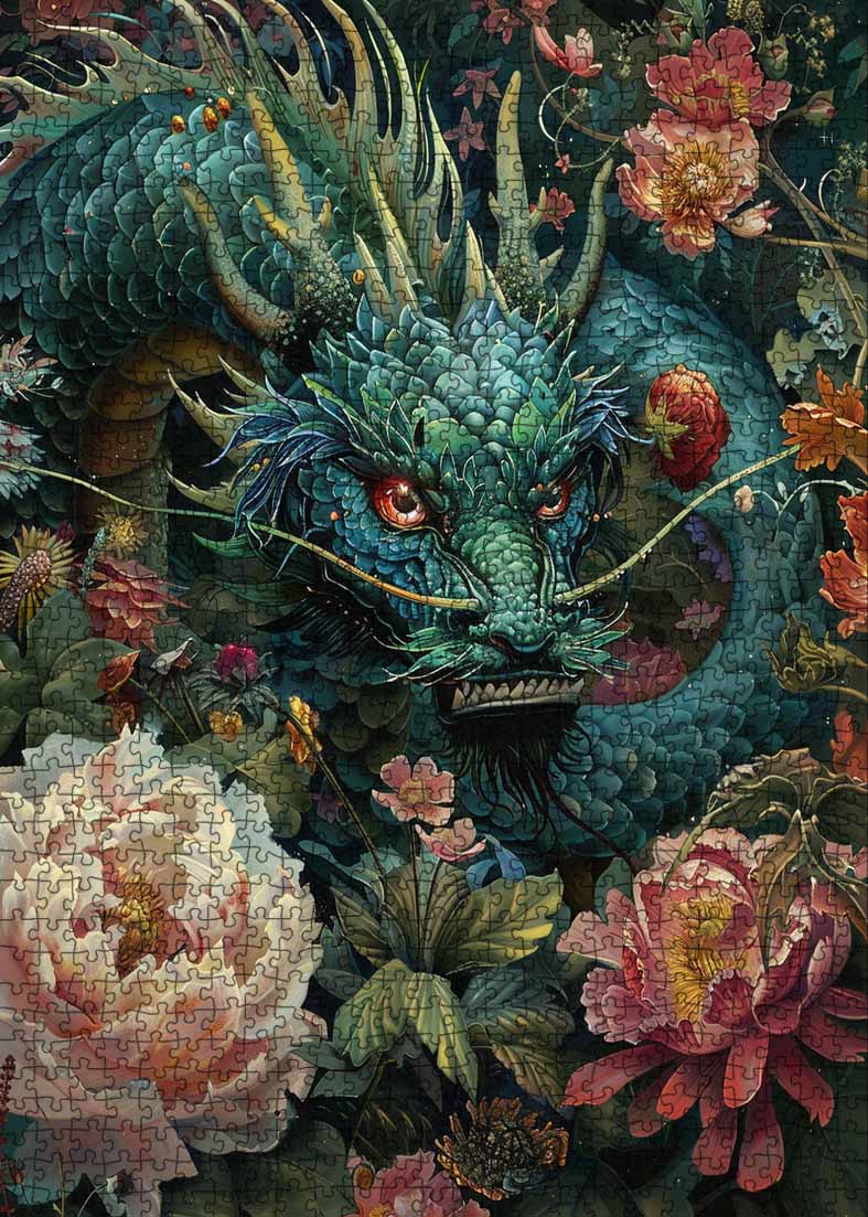 tucocoo-dragon-among-flowers-puzzle-1000-teile-drache image 2