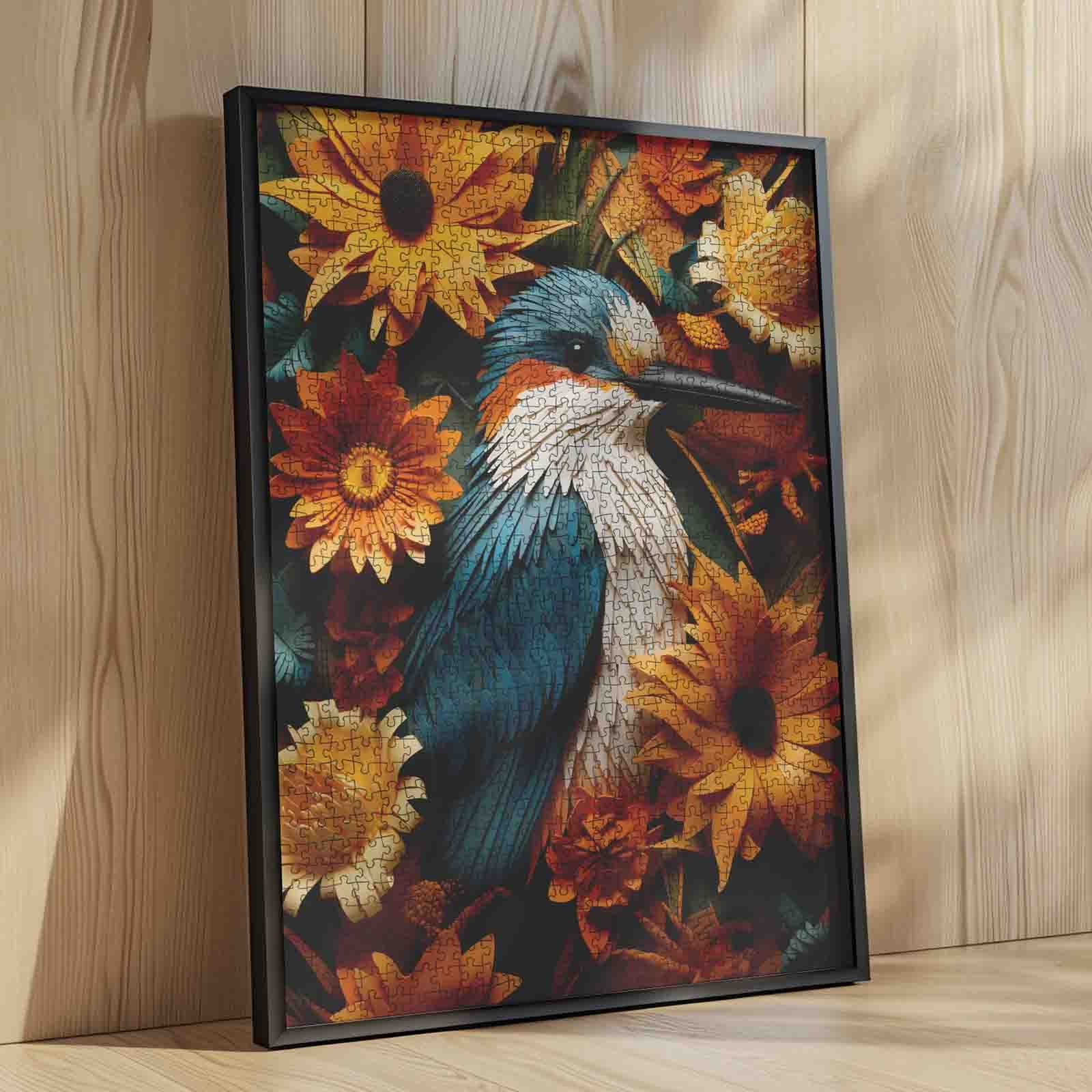 tucocoo-jigsaw-blue-kingfisher-sunflowers-puzzle-1000-teile-vogel image 4