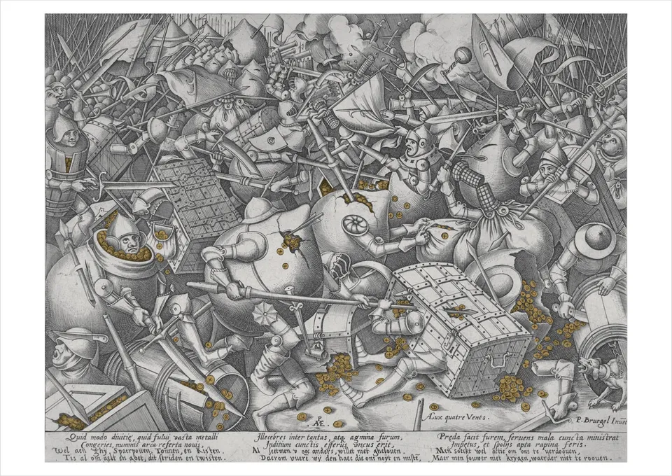 pomegranate-postcards-pieter-van-der-heyden-postkarte-battle-money image 1