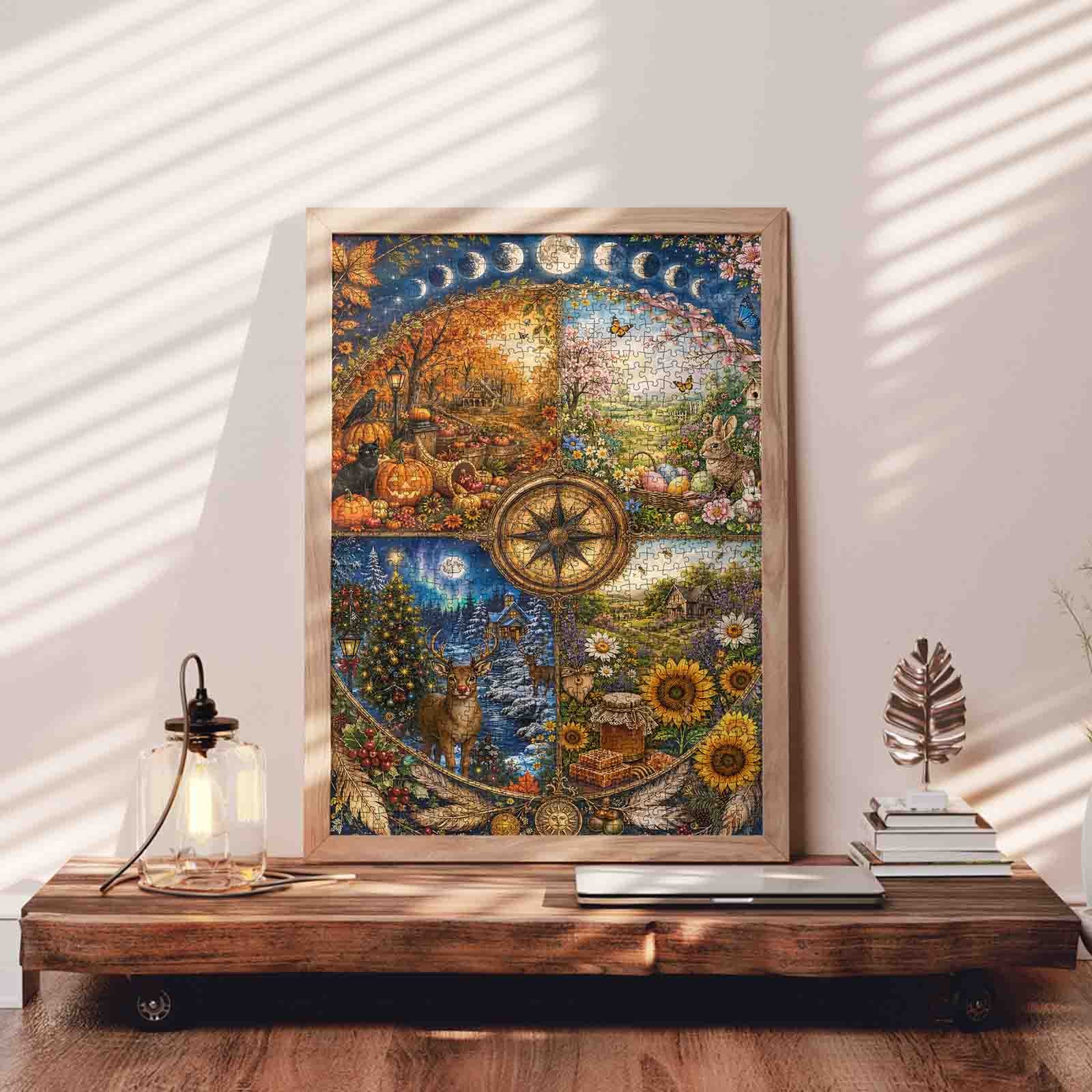 tucocoo-jigsaw-four-seasons-compass-puzzle-1000-teile-landschaft image 3