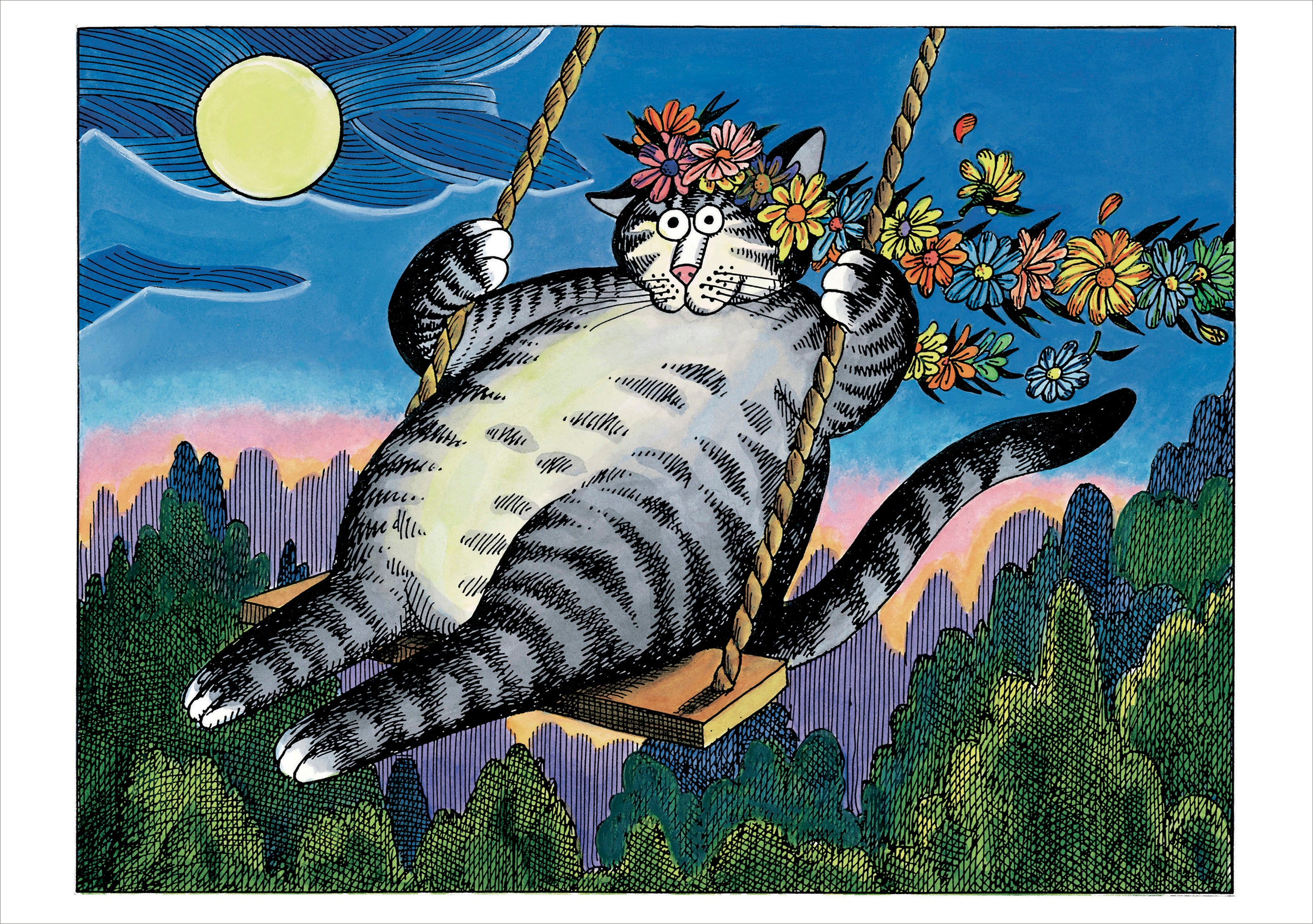 pomegranate-b-kliban-cat-in-a-swing-geburtstagskarte-katze image 1