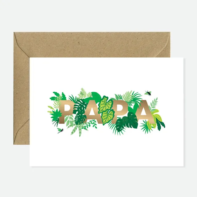all-the-ways-to-say-papa-plants-gru-karte-goldfolie-a6 image 1