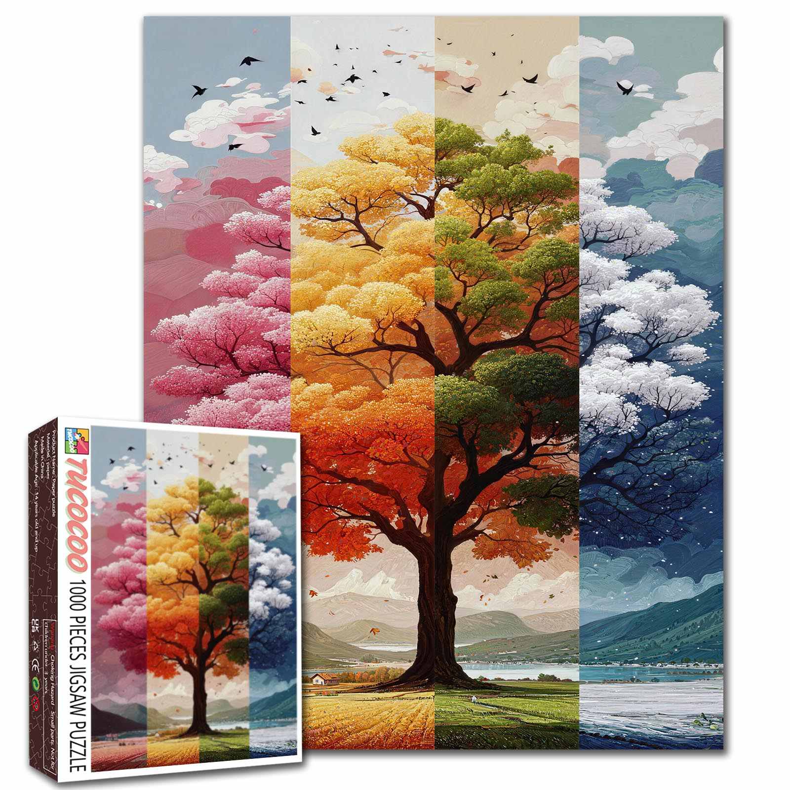 tucocoo-four-seasons-tree-puzzle-1000-teile-landschaft image 1