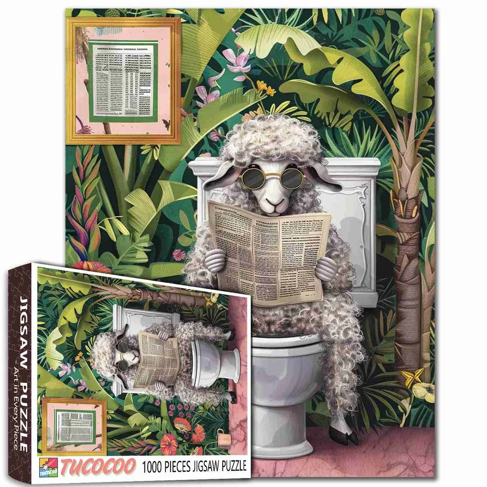 tucocoo-schaf-auf-toilette-puzzle-1000-teile-badmotiv image 1