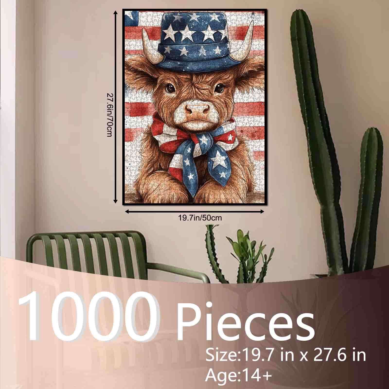 tucocoo-patriotic-longhorn-portrait-puzzle-1000-teile-stier image 5