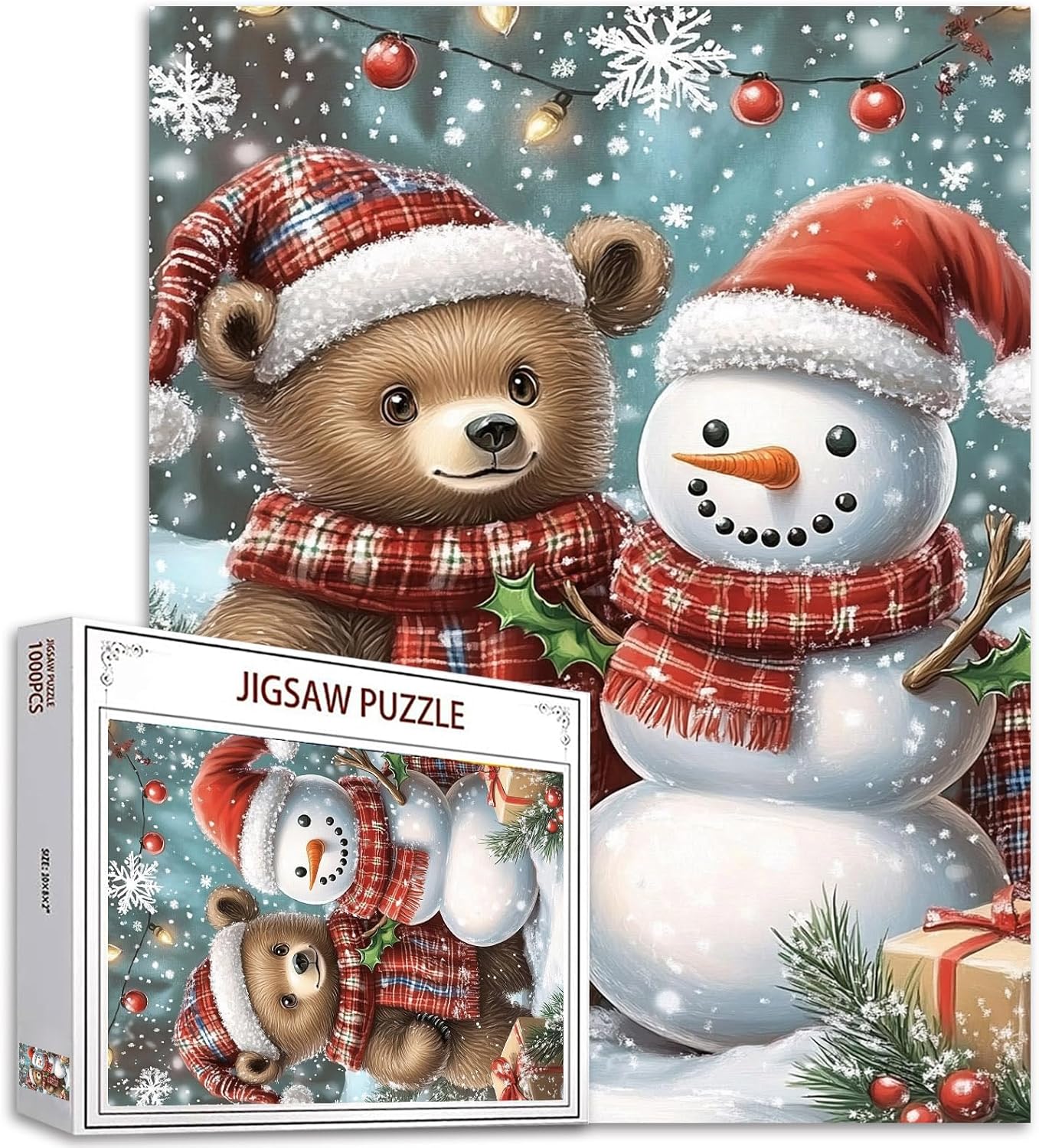 tucocoo-jigsaw-teddy-schneemann-puzzle-1000-teile-weihnachten image 1
