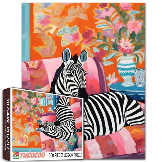 tucocoo-stylish-zebra-on-sofa-puzzle-1000-teile-zebra image 1