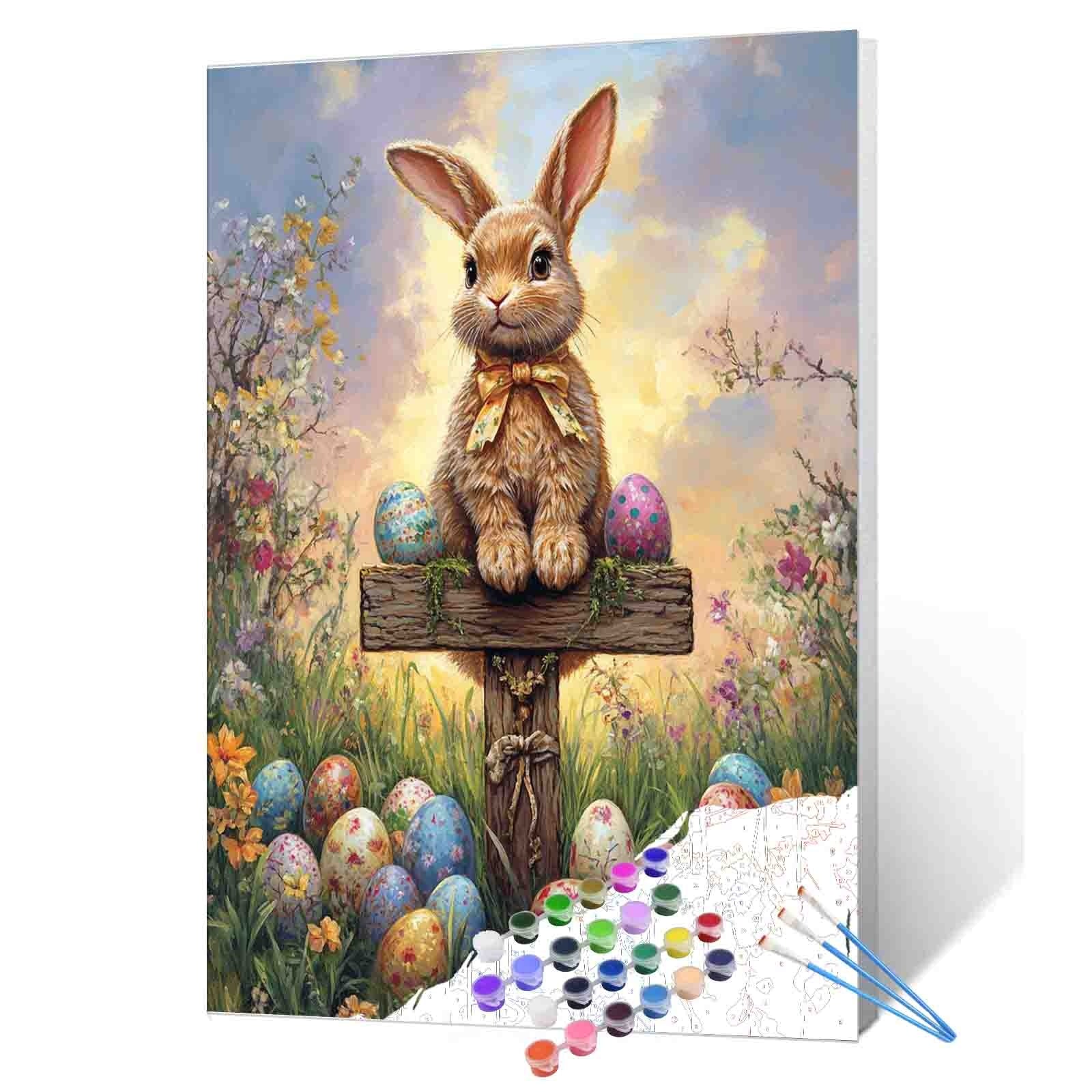 tucocoo-sunset-bunny-with-floral-eggs-malen-nach-zahlen-40x50-ohne-rahmen image 1