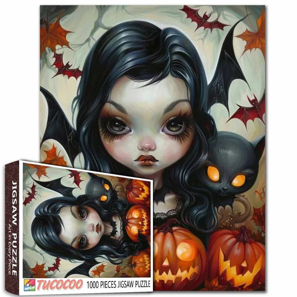 tucocoo-halloween-bat-girl-puzzle-1000-teile-grusel image 1