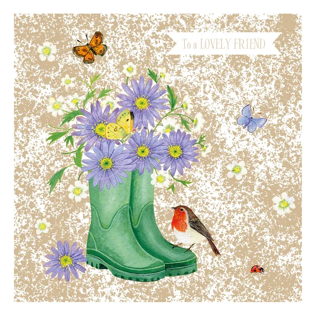 otter-house-aurelia-wellies-gru-karte-blumen-goldfolie image 1