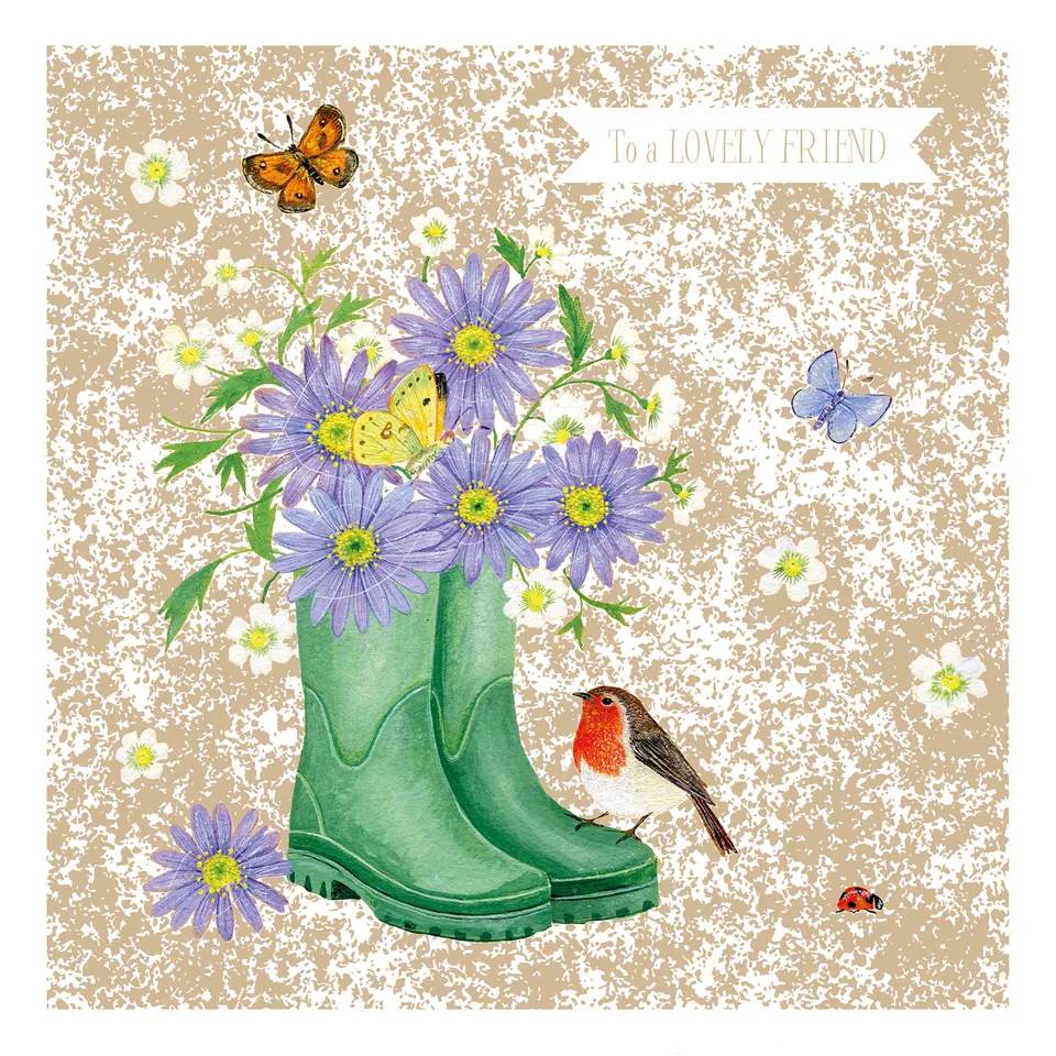 otter-house-aurelia-wellies-gru-karte-blumen-goldfolie image 1