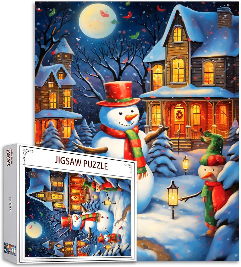tucocoo-jigsaw-puzzles-snowman-under-the-nightlight-puzzle-1000-teile image 1