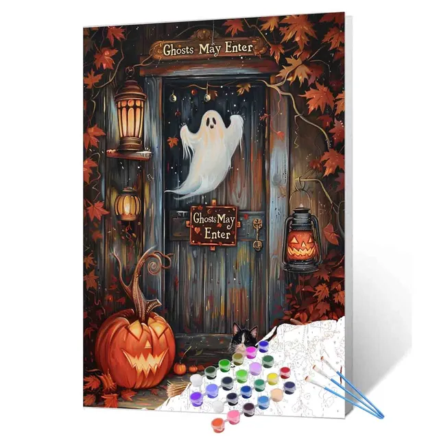 tucocoo-pumpkin-porch-ghost-malen-nach-zahlen-40x50cm-halloween image 1