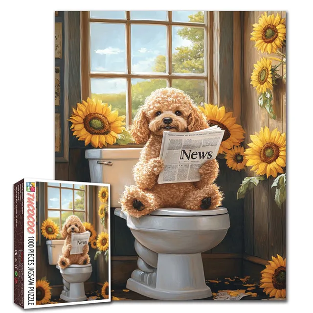 tucocoo-jigsaw-funny-puppy-reading-news-puzzle-1000-teile image 1
