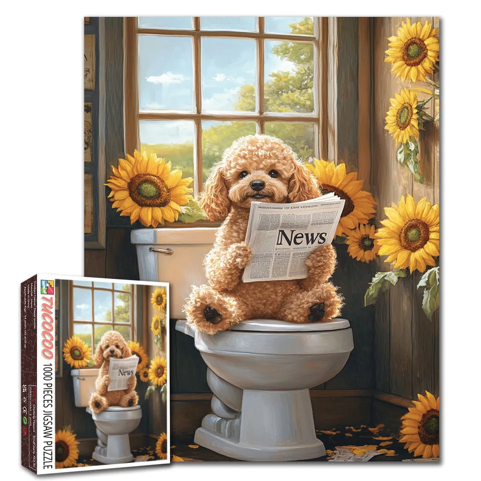 tucocoo-jigsaw-funny-puppy-reading-news-puzzle-1000-teile image 1