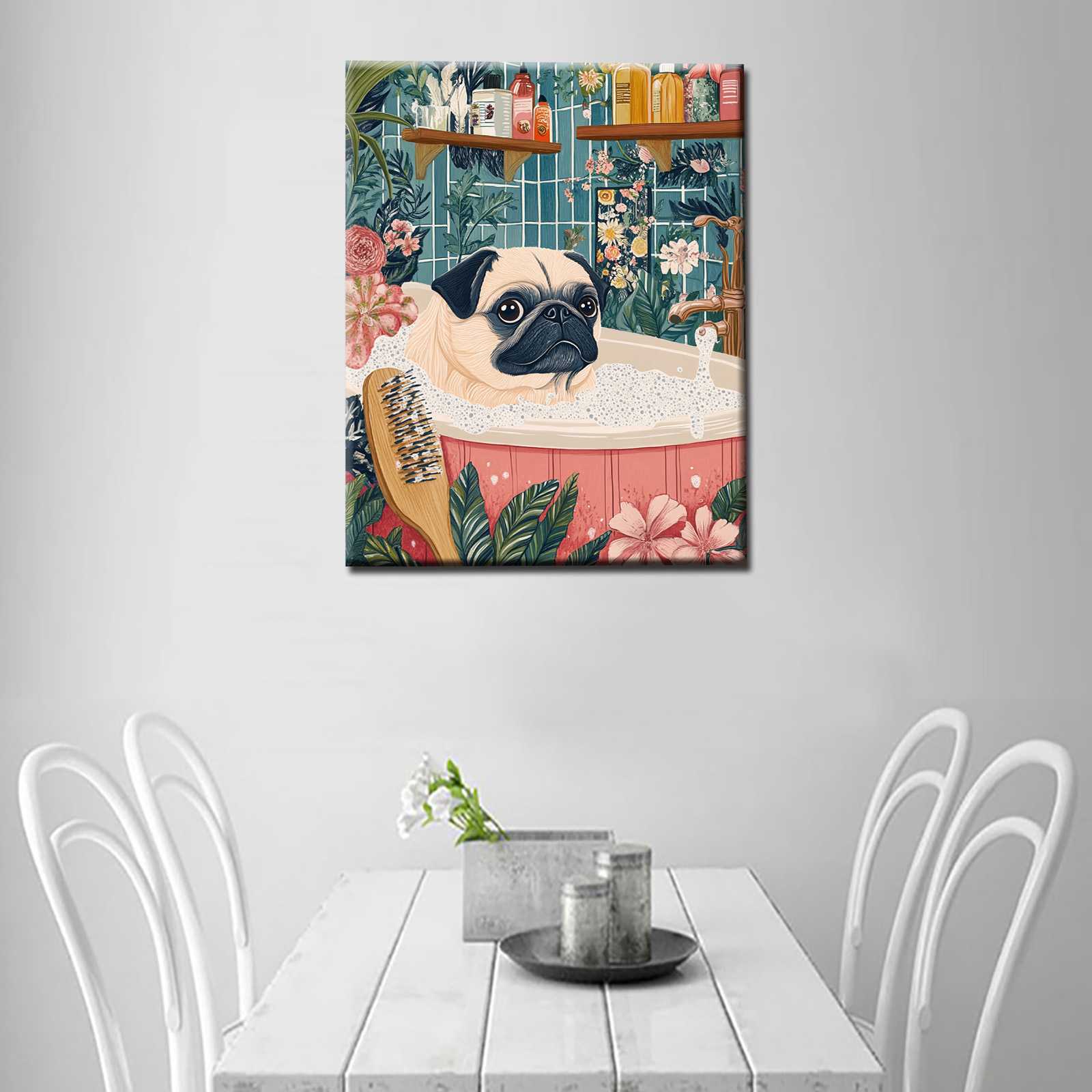 tucocoo-canvas-wall-art-mops-im-schaumbad-leinwandbild-30x40cm image 2
