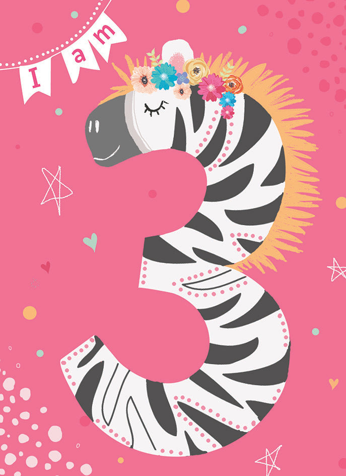 otter-house-rainbow-pops-geburtstagskarte-zebra-3-jahre image 1