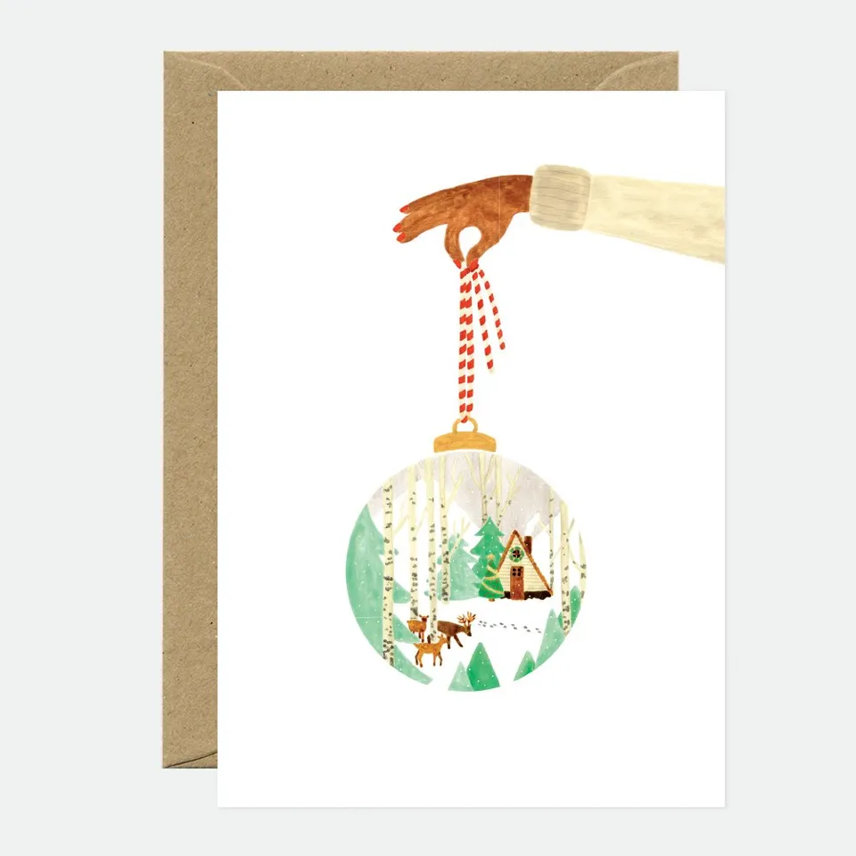 all-the-ways-to-say-xmas-ball-forest-weihnachtskarte-a6 image 1