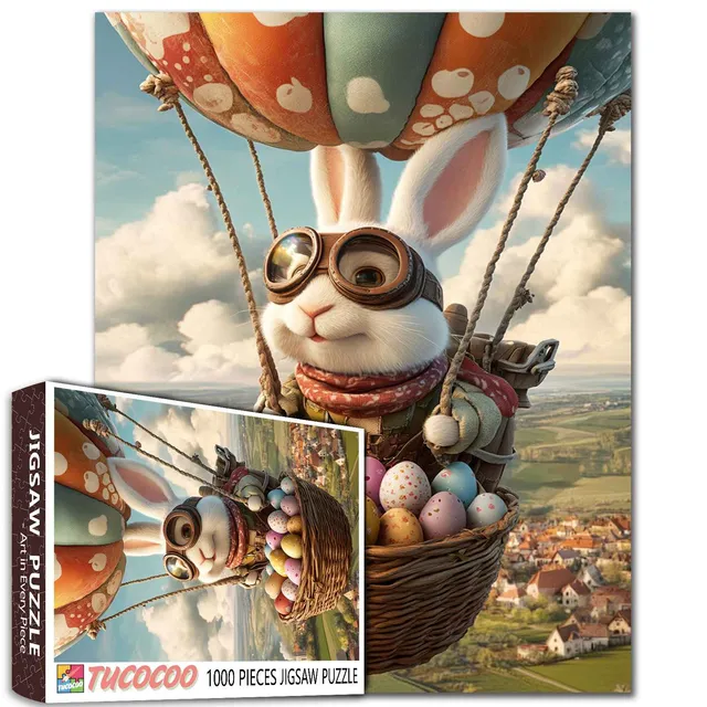 tucocoo-easter-bunny-hot-air-balloon-puzzle-1000-teile-ostern-hase image 1