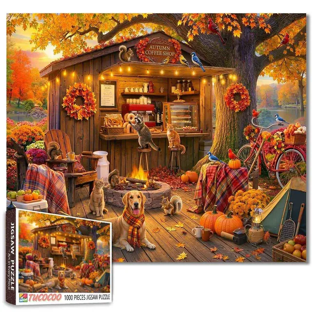 tucocoo-autumn-coffee-shop-retreat-puzzle-1000-teile-herbst image 1