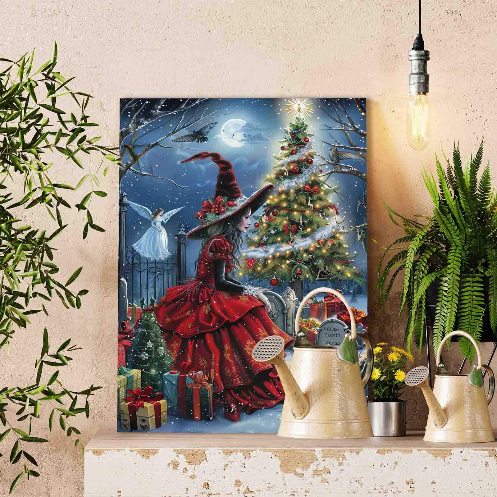 tucocoo-paint-by-numbers-hexe-mit-weihnachtsbaum-malen-nach-zahlen-40x50 image 2