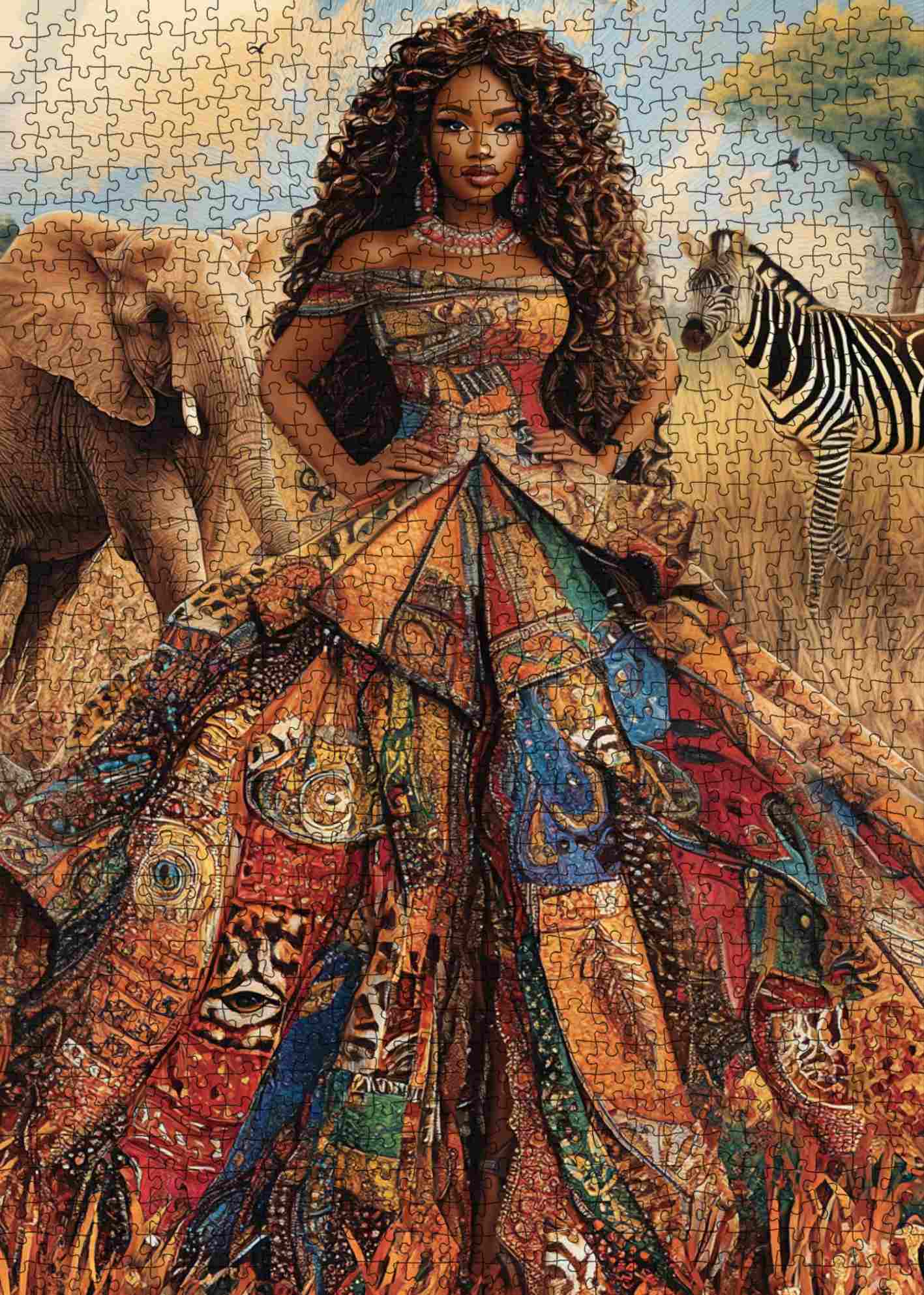 tucocoo-queen-african-patchwork-dress-puzzle-1000-teile-portrait image 2