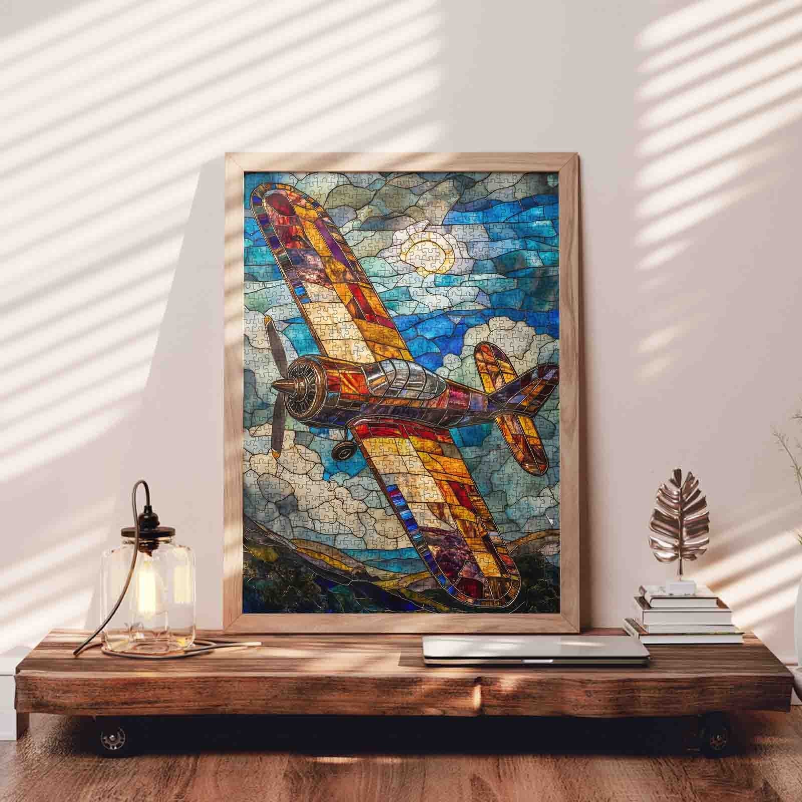 tucocoo-stained-glass-airplane-puzzle-1000-teile-flugzeug image 3