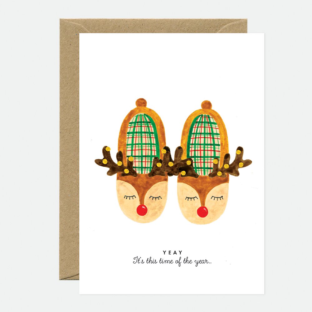 all-the-ways-to-say-xmas-shoes-gru-karte-a6-rentier-motiv image 1