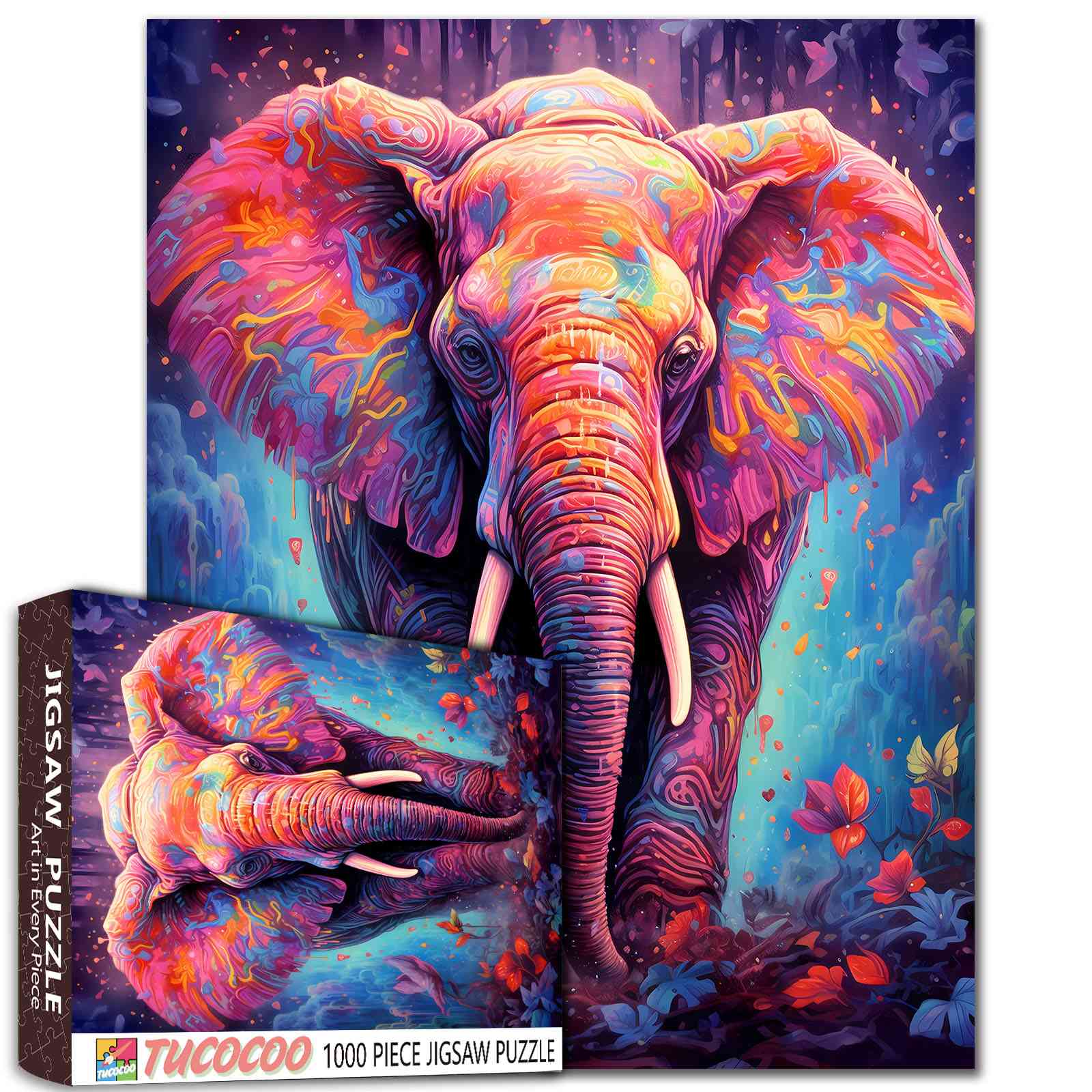 tucocoo-colorful-elephant-puzzle-1000-teile-erwachsene-bunt image 1