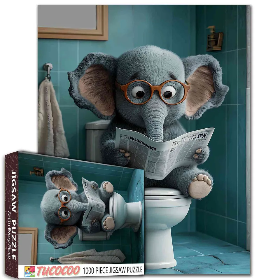 tucocoo-playful-elephant-in-glasses-puzzle-1000-teile-elefant image 1