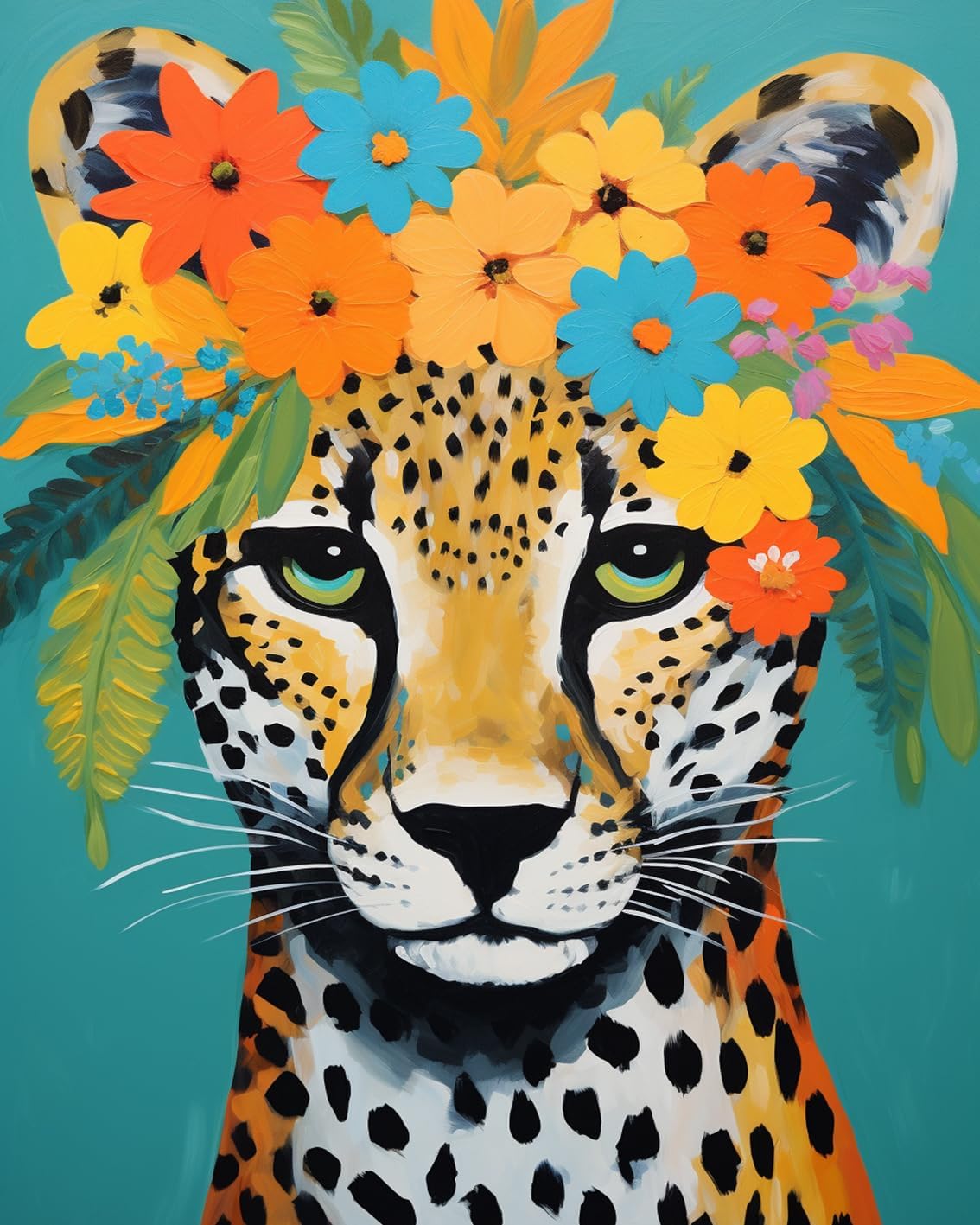 tucocoo-leopard-flower-crown-malen-nach-zahlen-40x50 image 2