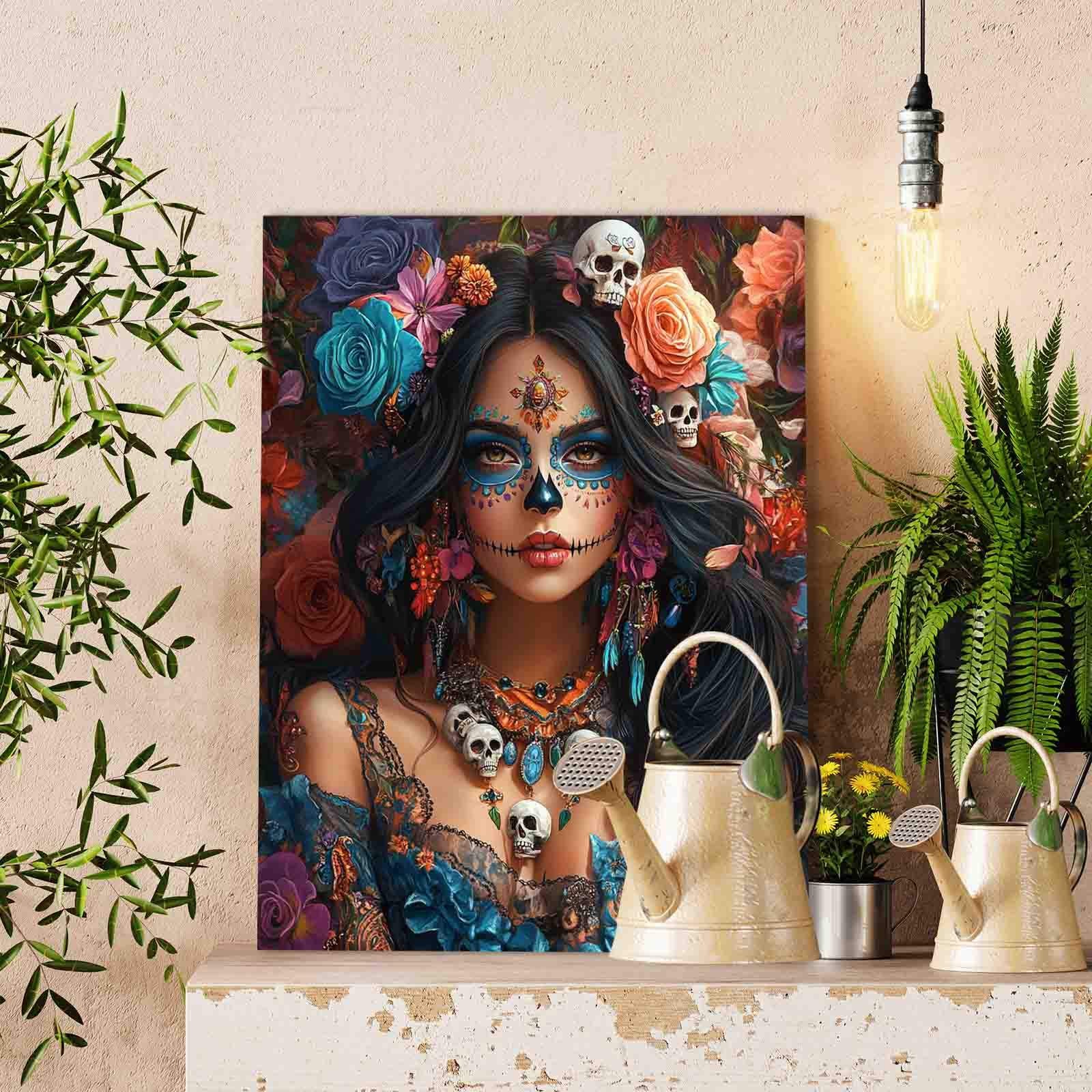 tucocoo-sugar-skull-beauty-with-roses-malen-nach-zahlen-40x50cm-ohne-rahmen image 2