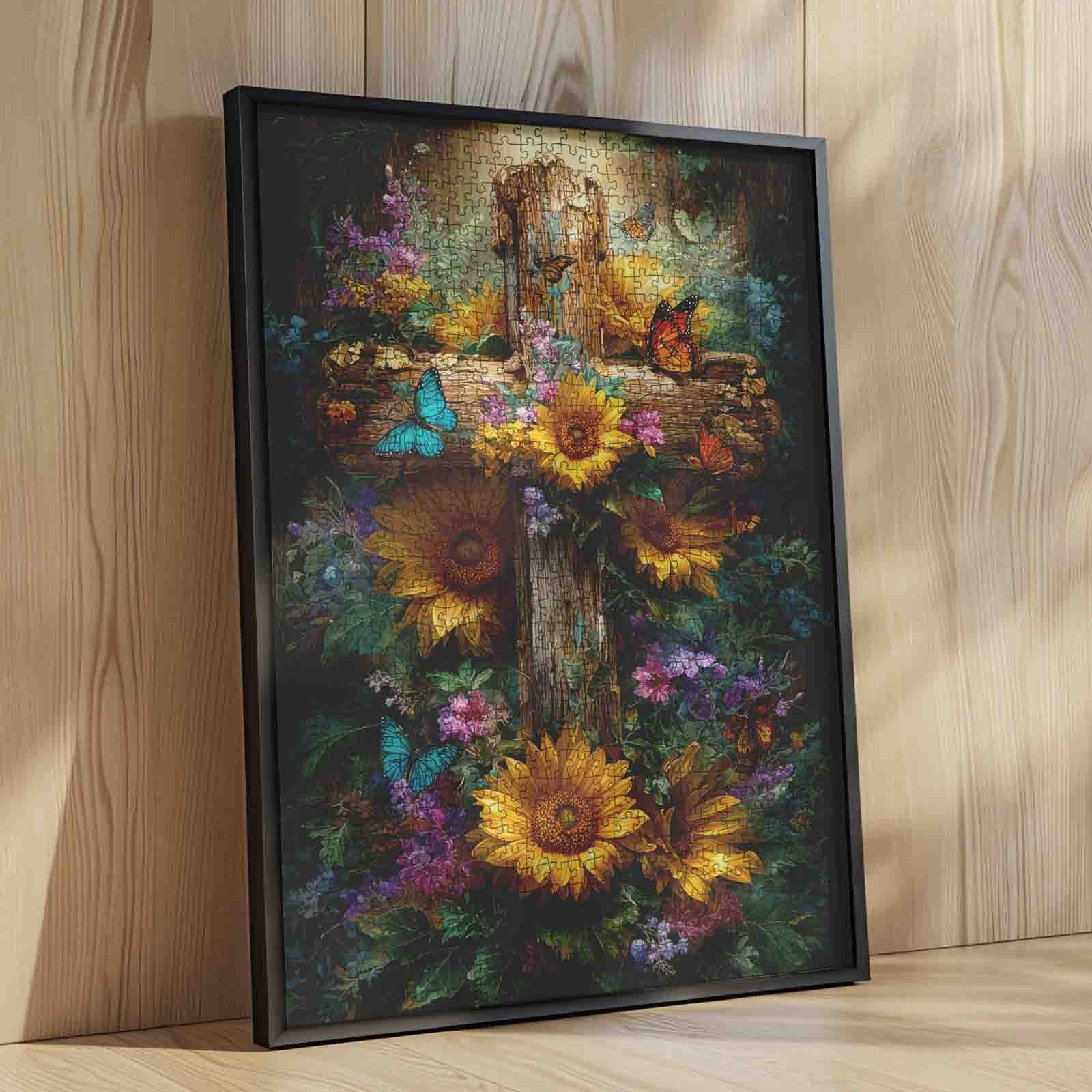 tucocoo-jigsaw-puzzles-sonnenblumen-kreuz-puzzle-1000-teile image 4