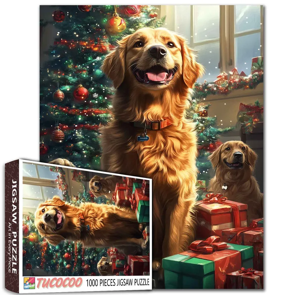 tucocoo-jigsaw-puzzles-golden-retriever-christmas-puzzle-1000teile image 1