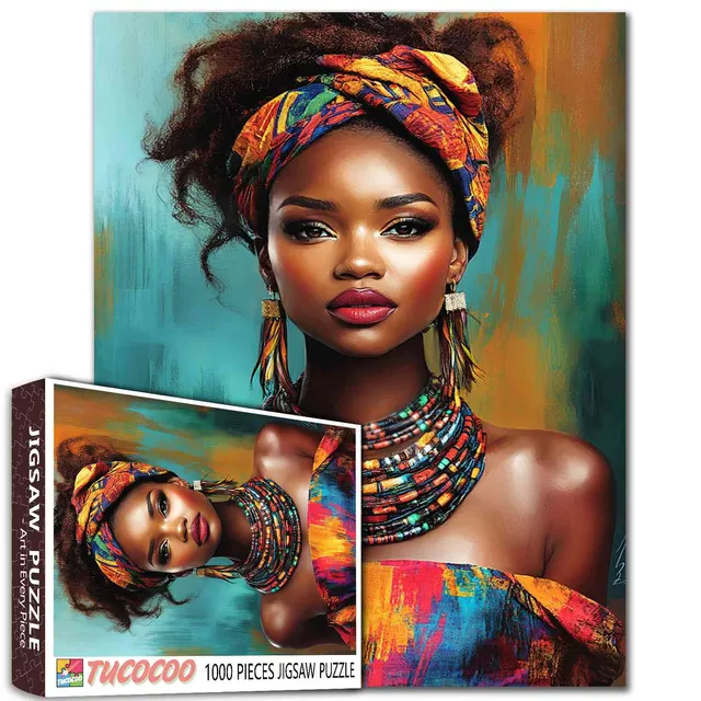 tucocoo-jigsaw-puzzles-african-beauty-in-vibrant-attire-puzzle-1000teile image 1