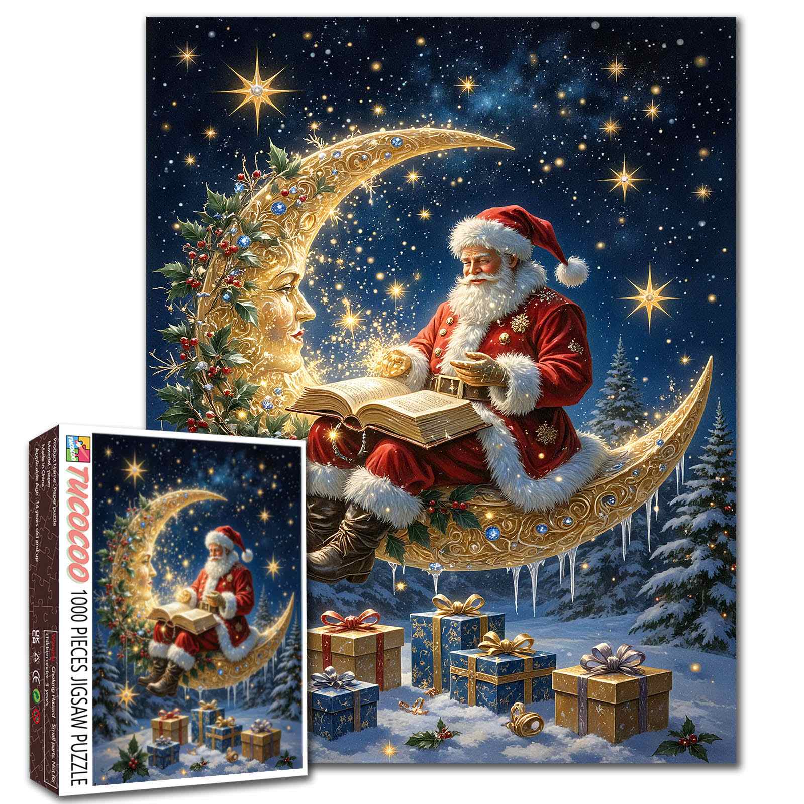 tucocoo-santa-on-crescent-moon-puzzle-1000-teile-weihnachten image 1