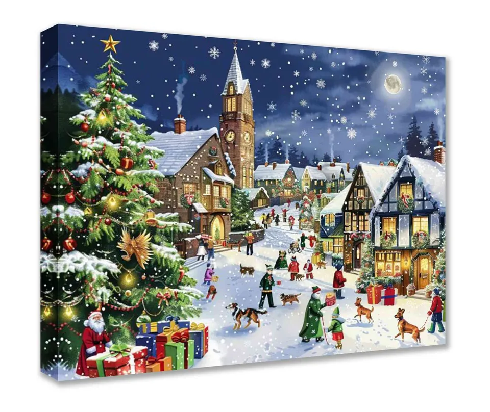tucocoo-festive-christmas-village-leinwandbild-weihnachten image 1