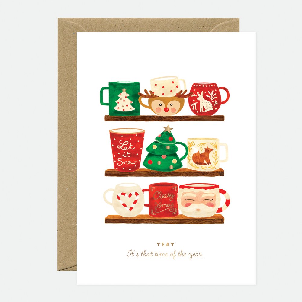 all-the-ways-to-say-xmas-mugs-weihnachtskarte-goldfolie-a6-2 image 1
