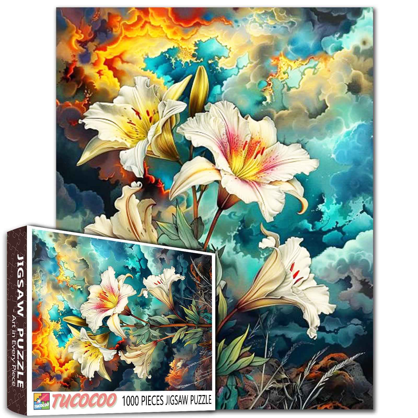 tucocoo-burning-sky-white-lily-puzzle-1000-teile-blumen image 1