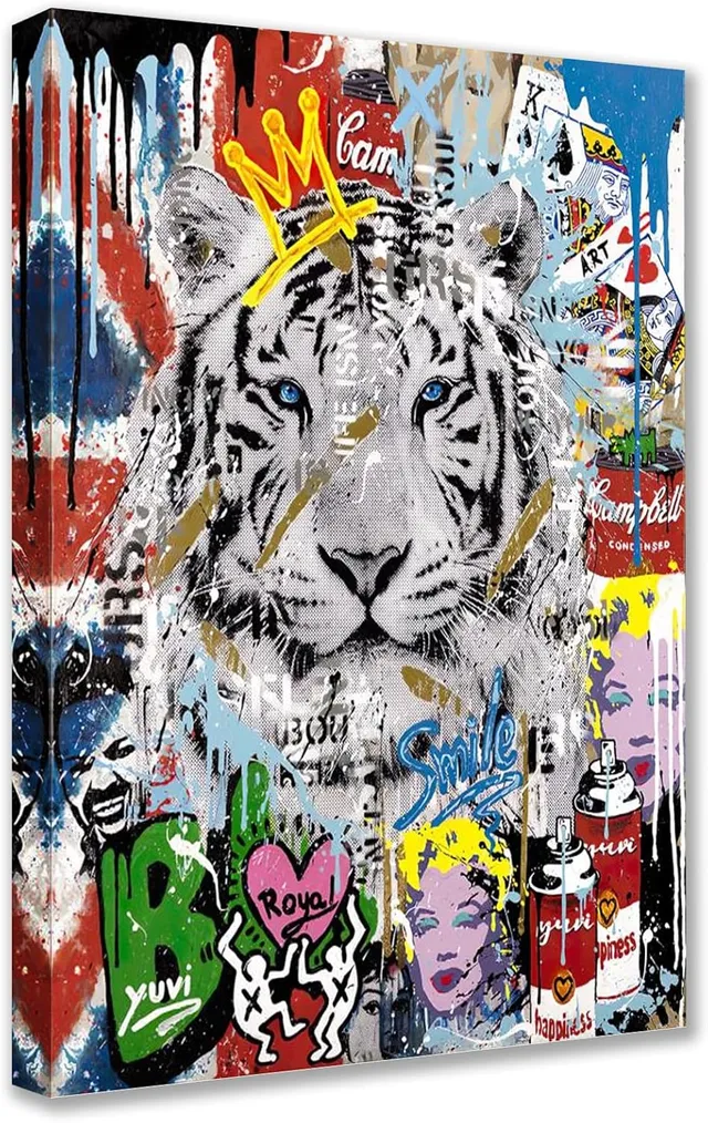 tucocoo-canvas-wall-art-leinwandbild-wei-er-tiger-krone-30x40 image 1