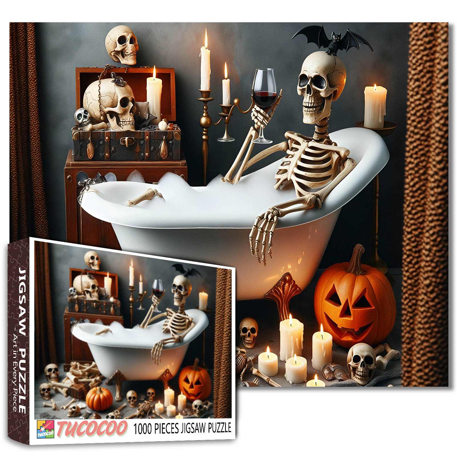 tucocoo-skeleton-bath-puzzle-1000-teile-halloween image 1