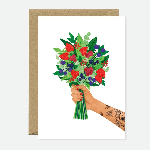all-the-ways-to-say-berries-bouquet-gru-karte-a6-erdbeere image 1