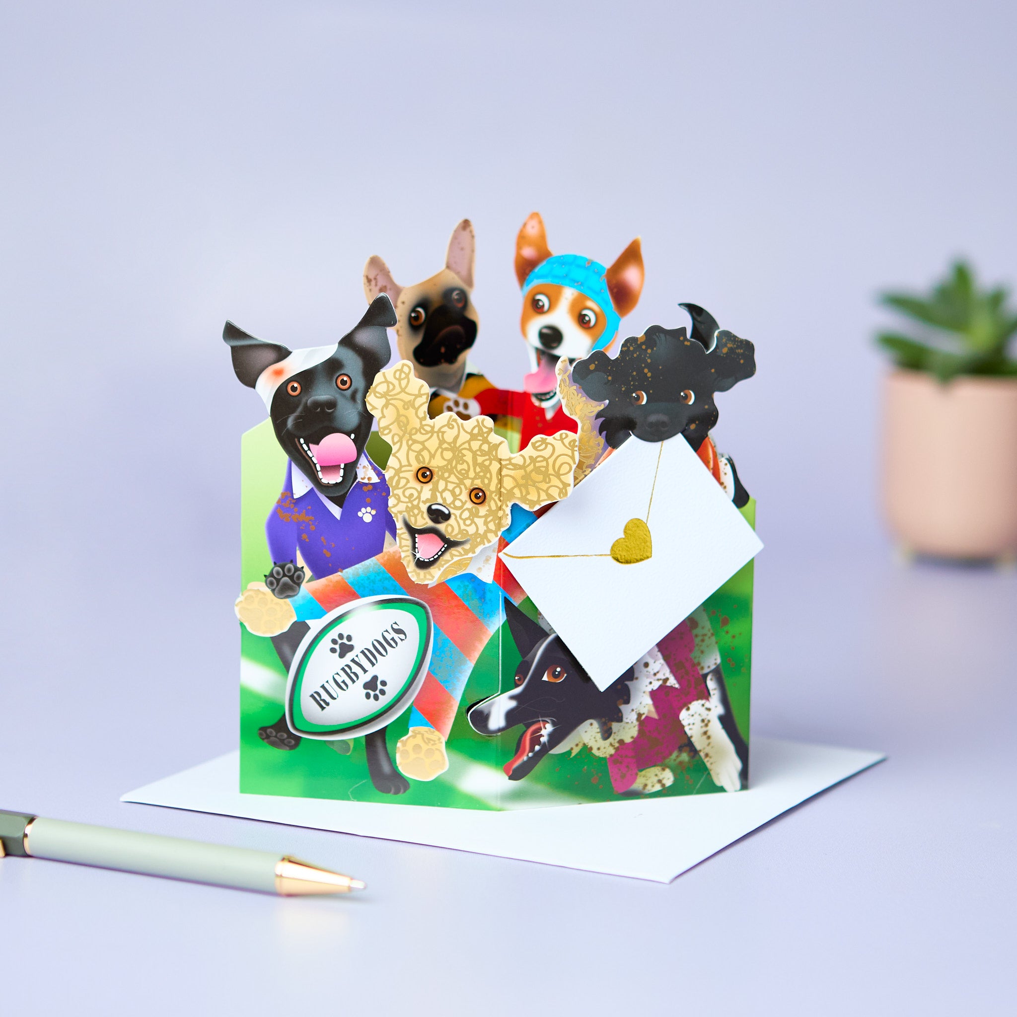 otter-house-special-delivery-rugby-dogs-grusskarte-hund-3d image 1